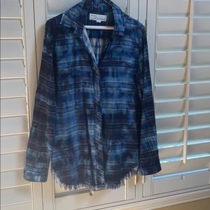 Plaid button down Blue brown combo